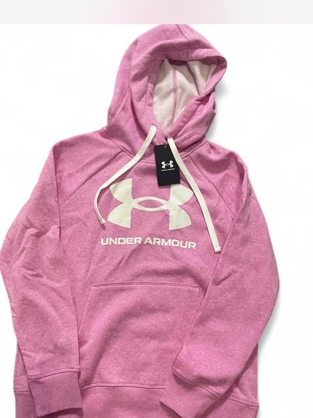Under Armour Pink Pullover Hoodie with White Logo